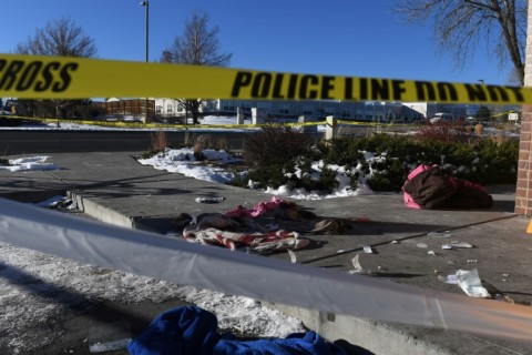 Jessy Smith Cruz (L) embraces Jadzia Dax McClendon the morning after the shooting at Club Q in Colorado Springs