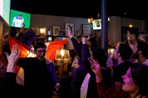 French supporters in a Paris pub