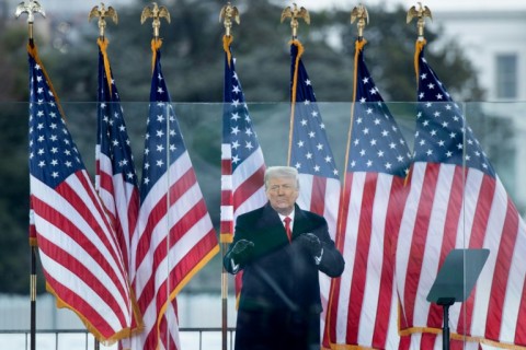 Donald Trump spoke to supporters near the White House on January 6, 2021 -- some would go on to ransack the US Capitol