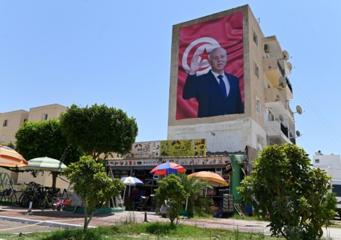 A billboard depicting Tunisia's Kais Saied on July 26, 2022: the North African leader last year staged a dramatic power grab in the birthplace of the Arab Spring