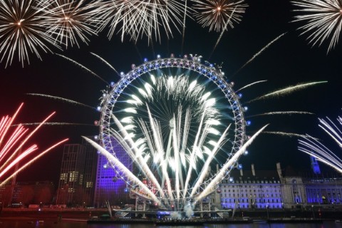 Britain joined the  celebrations with a fireworks display around the London Eye ahead of the New Year