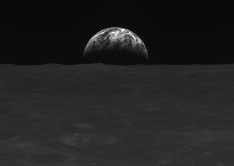 South Korea's first-ever lunar orbiter Danuri has sent black-and-white images of Earth and the lunar surface, including this photo taken on December 31, 2022