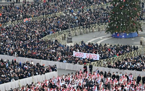 An estimated 50,000 people were in the square for the funeral, according to police, many of them having queued up since dawn to bid farewell