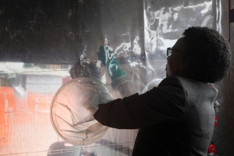 Uganda's Health Minister Jane Ruth Aceng, pictured at an Ebola treatment unit in Kampala in December 