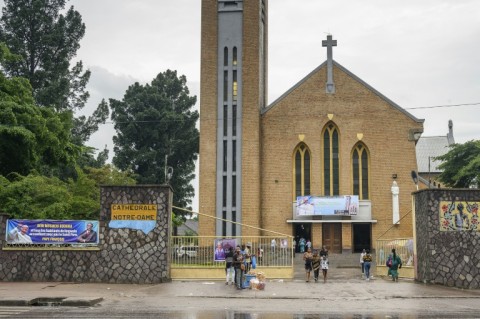 The Cathedral of Notre Dame du Congo in Kinshasa, where markets are doing brisk business in papal souvenirs