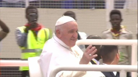 Pope Francis arrives at Kinshasa's Martyrs Stadium