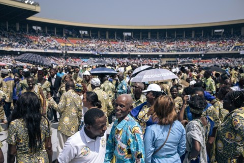 Pope Francis addressed thousands of young people at a packed stadium in Kinshasa on Thursday