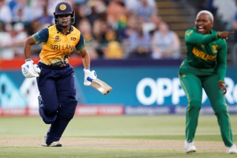 'Young superstar': Sri Lanka's Vishmi Gunarathne runs during her team's shock win over South Africa on Friday