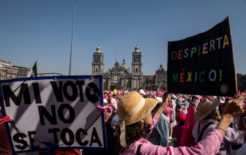 The presidential residence is on one side of the Zocalo square, but Lopez Obrador was absent Sunday, touring Mexico's interior