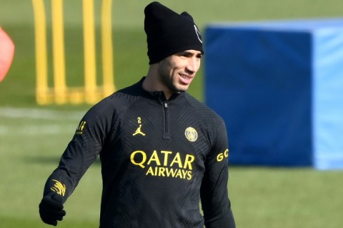 Achraf Hakimi trained with his Paris Saint-Germain teammates on Friday