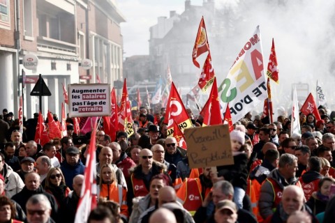 Protesters took to the streets against the pensions reform in the northern city of Calais