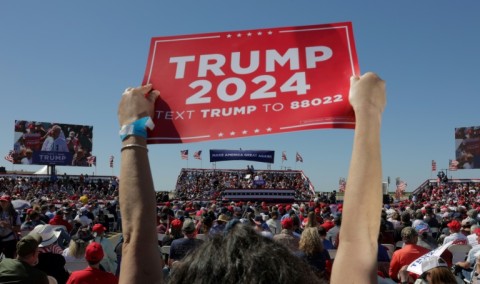 Supporters of former US president Donald Trump attend an election campaign rally in Waco, Texas on March 25, 2023