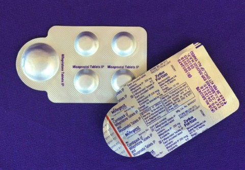 A combination pack of mifepristone and misoprostol tablets, two medicines used together to end a pregnancy