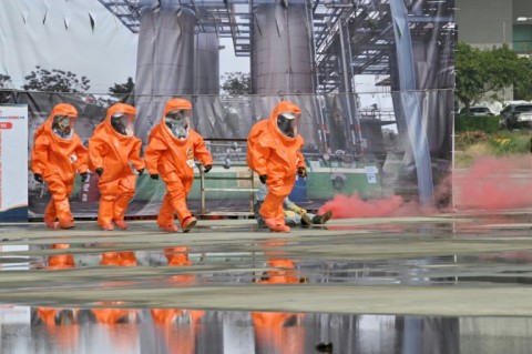 Taiwan stages mock disaster and war drills involving volunteers and emergency workers in Taichung city, three days after China finished war games in which it simulated encircling the self-ruled island