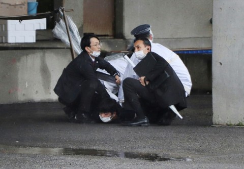 A person was detained at the site in western Japan after the incident at a speech by Japan's prime minister, local media said