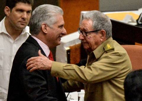 Diaz-Canel took over as president from Raul Castro (R) in 2018