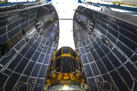 The Hakuto-R Mission 1 lander stored in SpaceX's Falcon 9 rocket 