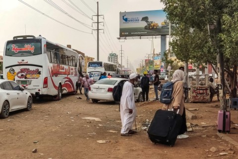 A boat with 1,687 civilians from more than 50 countries fleeing violence in Sudan, arrives at King Faisal navy base in Jeddah