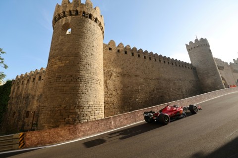 Charles Leclerc was again fastest in qualifying on the challenging Baku street circuit