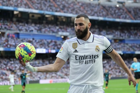 Real Madrid's French forward Karim Benzema hit a hat-trick as his side cruised to victory over Almeria