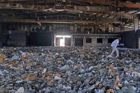 A destroyed medical storage facility in Nyala, the capital of South Darfur province