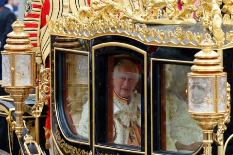 Charles and his wife Camilla travelled to and from Buckingham Palace by carriage