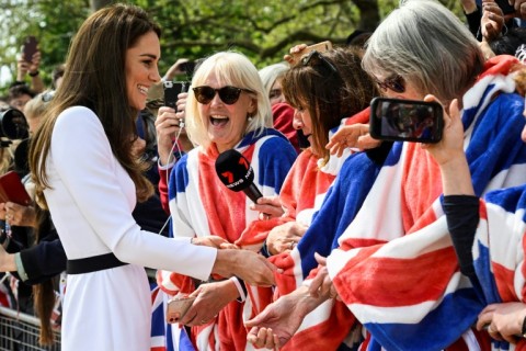 William's wife Kate also greeted campers who have staked their spots for the coronation parade