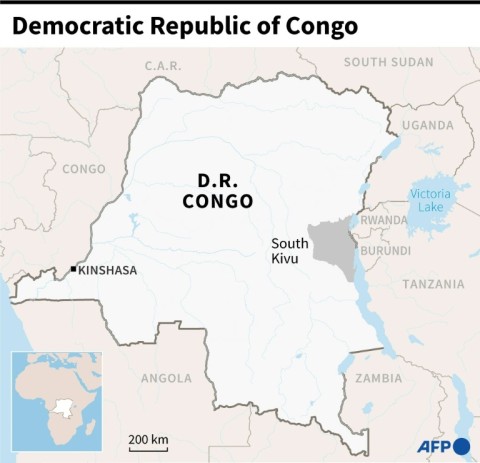 Map of Democratic Republic of Congo locating South Kivu
