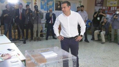 Syriza leader Alexis Tsipras votes for the legislative elections in Athens