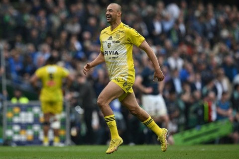 South African Dillyn Leyds celebrates winning a second Champions Cup with La Rochelle