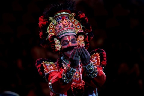 An artists performs at an event to welcome India's Prime Minister Narendra Modi at the Qudos Arena in Sydney on May 23, 2023. 