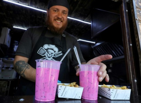 Saltibarsciai is a traditional Lithuanian cold beet soup usually served in summer