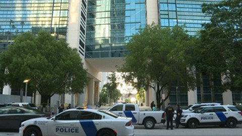 Donald Trump supporters gathered outside his golf resort in Doral, Florida ahead of his arraignment