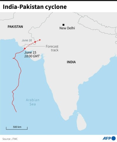 Cyclone Biparjoy raises sea levels in Sujawal district, in Pakistan's Sindh province