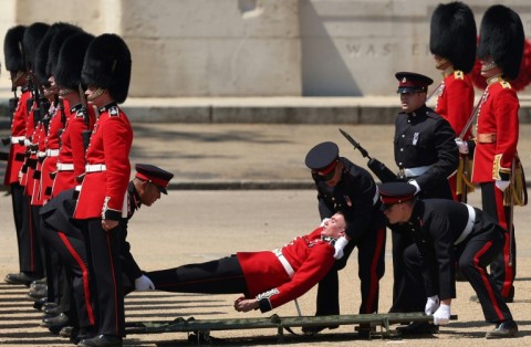 High temperatures saw several soldiers faint at last weekend's Colonel's Review, the traditional precursor to Trooping the Colour