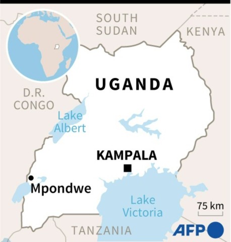 Map of Uganda locating Mpondwe