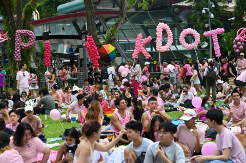 Supporters attend the annual 'Pink Dot' event at Hong Lim Park in Singapore