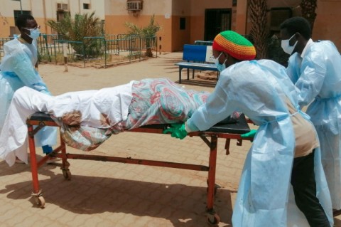 A body is transported to hospital in northern Khartoum -- Sudan's war has killed more than 2,000 people, according to the Armed Conflict Location and Event Data Project