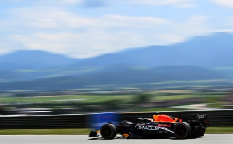 Red Bull Racing's Dutch driver Max Verstappen sets the pace during the first practice session in Spielberg, Austria