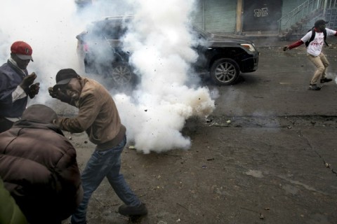 Tear gas was fired on Odinga's motorcade after he addressed a mass rally in the capital Nairobi