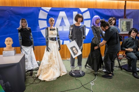 The UN staged what it billed as the world's first press conference with a panel of AI-enabled humanoid social robots