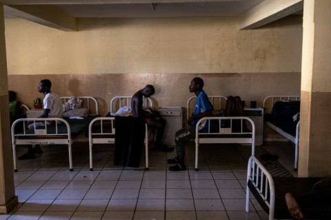 Recovering kush addicts in a dormitory at the Kissy Mental Hospital in Freetown