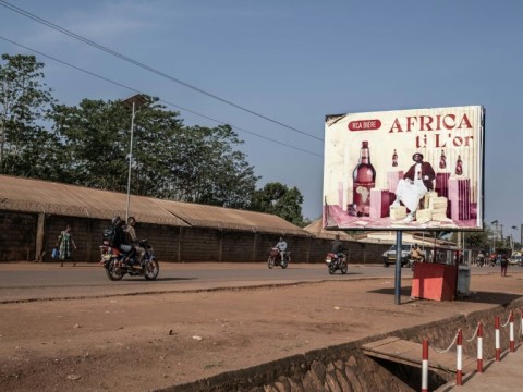 Billboards for a new Russian beer, Ti L'Or, which went on sale in the Central Africa Republic this year