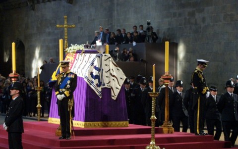 Prince Charles and his brother, Prince Andrew, stood vigil beside the coffin of their grandmother, Queen Elizabeth