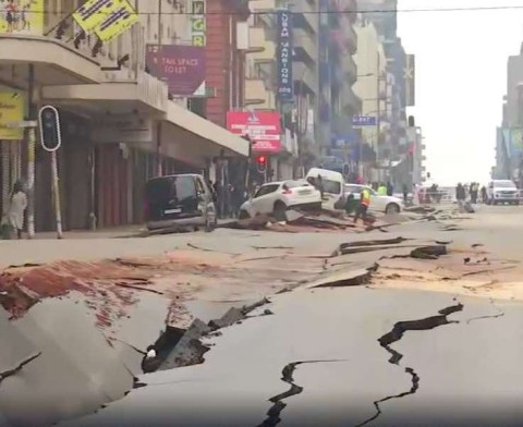 Aftermath of the explosion in the Johannesburg central business district