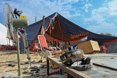 The aftermath of the suicide bomb attack in Khar, northwest Pakistan