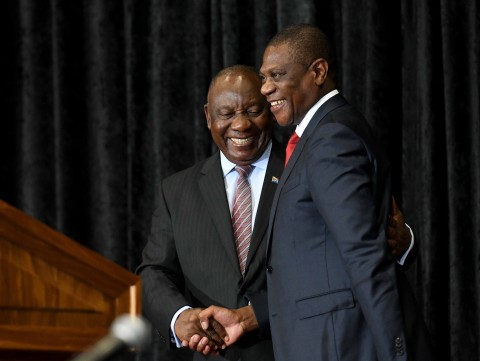 President Cyril Ramaphosa and Deputy President Paul Mashatile at the swearing in ceremony. 