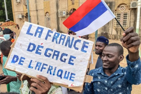 French and other European citizens at Niamey's Diori Hamani International Airport on Wednesday, where French soldiers were also deployed