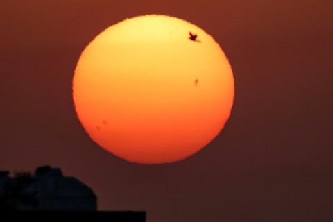 The sun rises over Kuwait City on July 14, 2023 