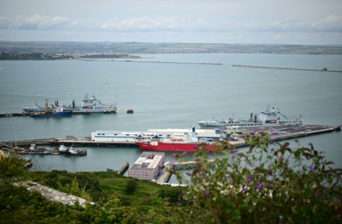 The 'Bibby Stockholm', is moored in Portland on the Dorset coastline